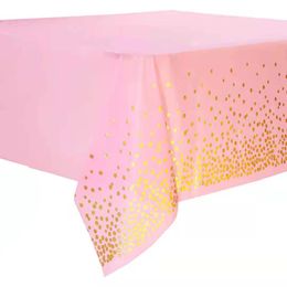 137*274cm rose gold tablecloth golden polka dot tablecloth children adult happy birthday party supplies wedding decorations