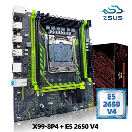 X998D4 ZSUS Motherboard Set Kit med Intel LGA20113 Xeon E5 2650 V4 CPU DDR4 16GB 116GB 2133MHz Ram Memory NVME M2 SATA 240326