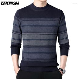 Herrenpullover Herren Gestreifter Pullover Pullover Strickpullover Tops Dick Für Herbst Winter O-Ausschnitt Vintage Casual Papa Vater Modekleidung