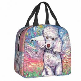 starry Night Poodle Lunch Box Warm Cooler Thermal Food Insulated Lunch Bag for Women Kids School Work Picnic Portable Tote Bags W2i3#