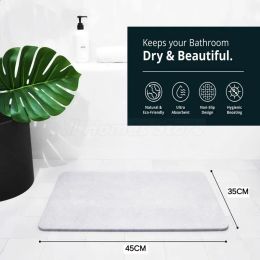 39x60CM Stone Bath Mat Non-Slip Super Absorbent Diatomaceous Earth Shower Mats Fast-Drying Mat for Counter Tub & Bathroom Floor