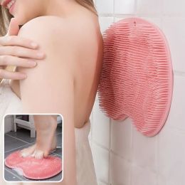 Silicone Exfoliating Back Scrubber Massage Scraper Non-Slip Bath Scrub Pad Foot Shower Brush Bathroom Tool Shower Back Scrubber