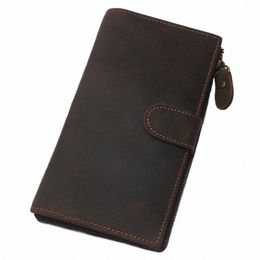 men Crazy Horse Leather Wallet Multi-Functi Pure Cow Card Holder Wallet,Large-Capacity Busin Credit L78A#