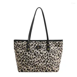 Shoulder Bags Female Nylon Tote Bag Black Leopard Print Laptop University Student Large Capacity Women Luxury Shopper Handbag