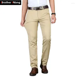 Men's Pants Men 5-color Khaki Casual 2024 Classic Solid Color Business Fashion Elastic Slim Fit Cotton Trousers Male Brand