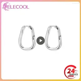 Hoop Earrings Geometric Metal Square 925 Sterling Silver Personality Dangle Earring For Women Party Jewelry