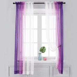 Gradient Left and Right Tulle Curtains For Living Room Bedroom Organza Yarn Sheer Voile Curtain Window Treatment Drapes Customs