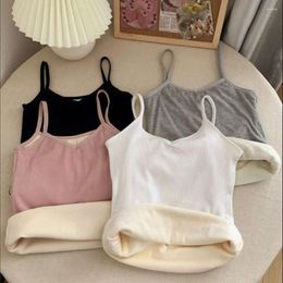 Camisoles & Tanks Slim Thermal Tops Sexy Solid Color Thicken Warm Undershirt Sleeveless Tight Elasticity Autumn Winter