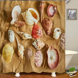 Shower Curtains Variety Of Various Shell Conch Beach Scenery Seaside 3D Printing Curtain Waterproof Fabric Decoration With Hooks
