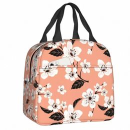 2023 New Sakura Cherry Tree Fr Blooms Insulated Lunch Tote Bag Floral Resuable Cooler Thermal Food Lunch Box School n9Ie#