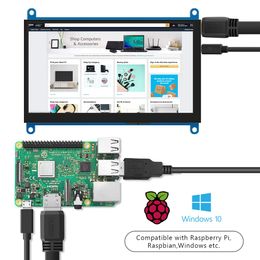 Raspberry Pi 4/3/2/1 Monitor 7 Inch LCD HDMI Display 1024x600 Ultra HD Capacitive Touch Screen Support Windows Linux Raspbian