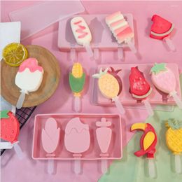 Baking Moulds Silicone Ice Cream Moulds Popsicle Mould Freezer DIY Homemade Dessert Mould Form Cube Tray Barrel Tool With Cover And Sticks