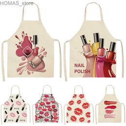Aprons Nail Polish Lipstick Apron Kitchen Linen Aprons Bibs Household Cleaning for Aprons for Women Home Cooking Accessories Apron Y240401