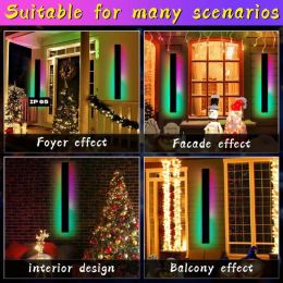 Intelligent remote-controlled long wall lamp IP65, colorful RGB, outdoor, indoor, Christmas decoration, home atmosphere light