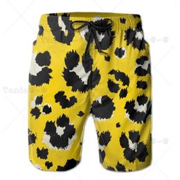 Men's Shorts Men Beach Quick-drying Swimming Trunks Yellow Leopard Print Swimwear Swimsuit Beachwear Bathing