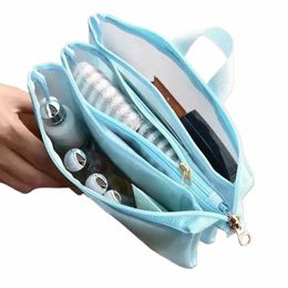 new Solid Colour Mesh Storage Bag with Compartment Travel Portable Toiletry Bag Cosmetics Bag Skincare Toiletries Organiser Pouch T0HN#