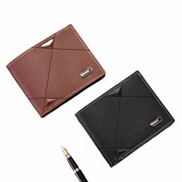 new Men'S PU Wallet Short Multi-Card Holder Coin Purse Fi Casual Wallet Male Youth Three-Fold Soft Waterproof Coin Purse R3fD#