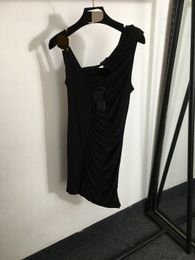 320 2024 Milan Runway Dress SPring Summer Sleeveless Black Brand Same Style Womens Dress Fashion High Quality 20241592