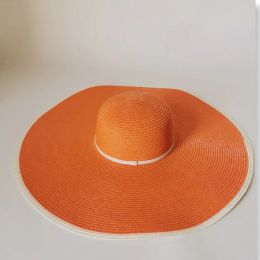 Summer Ladies Stitching Large Edge 18cm Holiday Beach Hat Sun Hats Hand-woven Straw Hat Supports Folding Wholesale