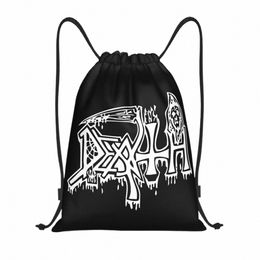 death Print Drawstring Backpack Sports Gym Bag for Men Women Heavy Metal Rock Gift Shop Sackpack R94T#