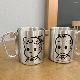 Mugs Kawaii Stainless Steel Coffee Cup Cute Girl Cartoon Water Camping Mug Birthday Gift Bottle