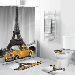 Shower Curtains Paris Eiffel Tower Bathroom Curtain Set Romantic Luxury Car Theme Home Decor