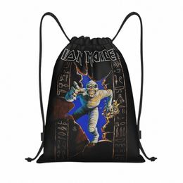 custom Maidens Heavy Metal Pop Ir Drawstring Backpack Bags Men Women Lightweight Gym Sports Sackpack Sacks for Training Q1JA#