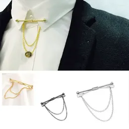 Brooches Tie Clip With Chain High-end Fashion Personality Brooch Tassel Collar Shirt Buttoned Pin Male Accessories