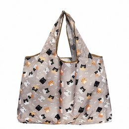 fi Printing Foldable Eco-Friendly Shop Bag Tote Folding Pouch Handbags Cvenient Large-capacity for Travel Grocery Bag 86ga#