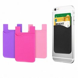 double Pocket Elastic Stretch Silice Cell Phe ID Credit Card Holder Sticker Universal Wallet Case Card Holder 35pe#