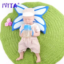 IVITA WB1565 18.11inch 100% Full Body Silicone Reborn Baby Doll Realistic Boy Dolls Unpainted Baby Toys with Pacifier for Kids