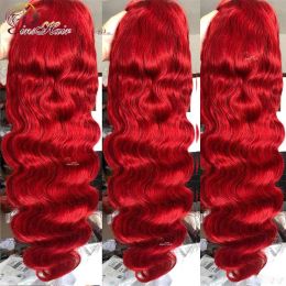 Red Body Wave Lace Front Human Hair Wigs Burgundy 99J Colored 13X6 Lace Frontal Wig Remy Human Hair Pre Plucked For Women180%