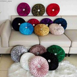 Cushion/Decorative Pillow Floating window mat Nordic pumpkin in living room solid Colour with diamond wheels round PuTuan tatami plush Y240401