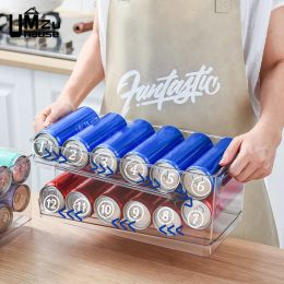 Bins 2 Layer Beverage Storage Box Beer Drinks Can Soda Bottle Fridge Jar Holder Auto Rolling Dispenser Kitchen Refrigerator Organiser