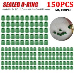 150-50PC Car Air Conditioning 1/4'' Charging Hose 1/4'' Valve O-Ring Gasket Manifold Repair Seal Kit Replacement Car Accessories