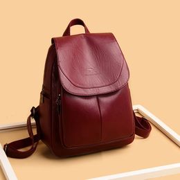 Women Large Capacity Backpack Purses High Quality Leather Female Vintage Bag School Bags Travel Bagpack Ladies 240329