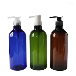 Storage Bottles 8Pcs 1000ML Lotion Pump Empty PET Cosmetic Packaging 1L Brown Green Blue Round Plastic Shampoo Shower Gel Bottle