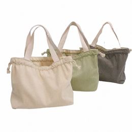 2023 New Style Lunch Bag Canvas Lunch Box Drawstring Picnic Tote Eco Small Handbag Dinner Ctainer Food Storage Bags Q5zw#