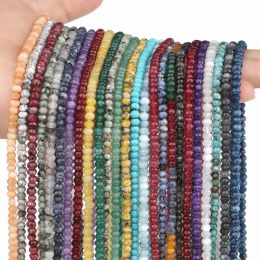 3x5mm Natural Stone Faceted Agates Chalcedony Jades Aquamarines Rondelle Beads for Jewellery DIY Making Bracelet Accessories 15''