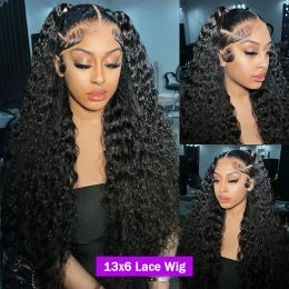 13X6 13X4 Transparent Lace Frontal Wig Deep Wave Lace Front Human Hair Wigs Brazilian Long Deep Curly Wig 4X4 Lace Closure Wig