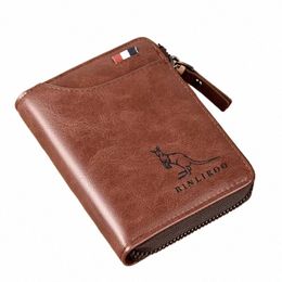 luxury Designer Genuine Leather Men's Wallet RFID Zipper Card Holder Wallets for Men Portable Short Male Wallets Billfold q8zh#