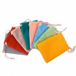 50pcs/lot 10x15cm Shop Bag Cott Fabric Portable Plaid Grocery Bags Drawstring Pouches Travel Storage Bag Bag w4CX#