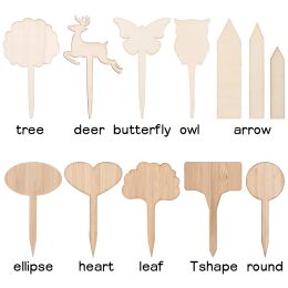 Eco-Friendly Bamboo Wood Sign Tags Garden Markers T-Shape Plant Labels Nursery Pots Seeding Tools Gardening Bonsai Ornament