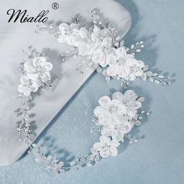 Miallo Handmade Flower Hair Comb Clips for Women Accessories Silver Colour Bridal Wedding Hair Jewellery Prom Bride Headpiece Gifts240327