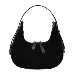 Drawstring Women Half Moon Bag Versatile Vintage Shoulder Casual Satchel Hobo Small Armpit Girl Stylish Purse