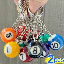 Keychains 1/2pcs Fashion Creative Billiard Keychain Small Lucky Number 8 Table Ball Key Ring 25mm Resin Jewellery Gift For Men Women