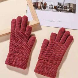 Winter Knitted Touch Screen Gloves Men Women Plus Velvet Thick Warm Mittens Soft Elastic Gloves For Writing Study Office
