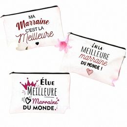 best Godmother French Print Makeup Bags Women Cosmetic Case Travel Toiletries Organiser Female W Storage Pouch Marraine Gifts G50C#