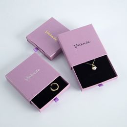 50pcs Drawer Jewelry Gift Box Purple Black White Custom Logo Packaging Boxes Ring Earring Pendant Necklace Bracelet Storage Box