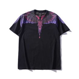 Summer Fashion Brand Mb Marcelo Short Sleeve Marcelo Classic Phantom Wing T-shirt Colour Feather Lightning Blade Couple Half T-shirtBVW8